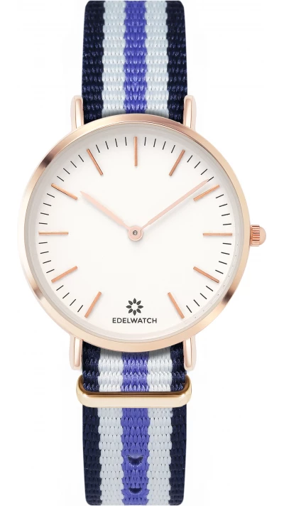 Edelwatch Uhr 32 mm (Ladies) Gold Zifferblatt Weiss (Batterie nicht enthalten) - Blau / Weiss / Violett Armband