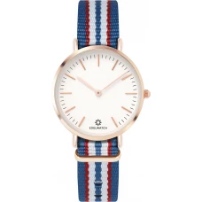 Edelwatch Uhr 32 mm (Ladies) Gold Zifferblatt Weiss (Batterie nicht enthalten) - Hellblau / Rot / Weiss