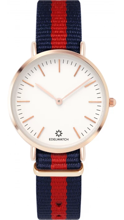 Edelwatch Uhr 32 mm (Ladies) Gold Zifferblatt Weiss (Batterie nicht enthalten) - Blau / Rot