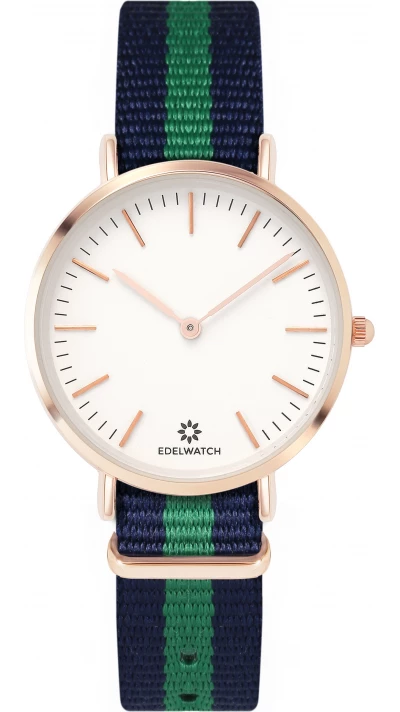 Edelwatch Uhr 32 mm (Ladies) Gold Zifferblatt Weiss (Batterie nicht enthalten) - Blau / Grün