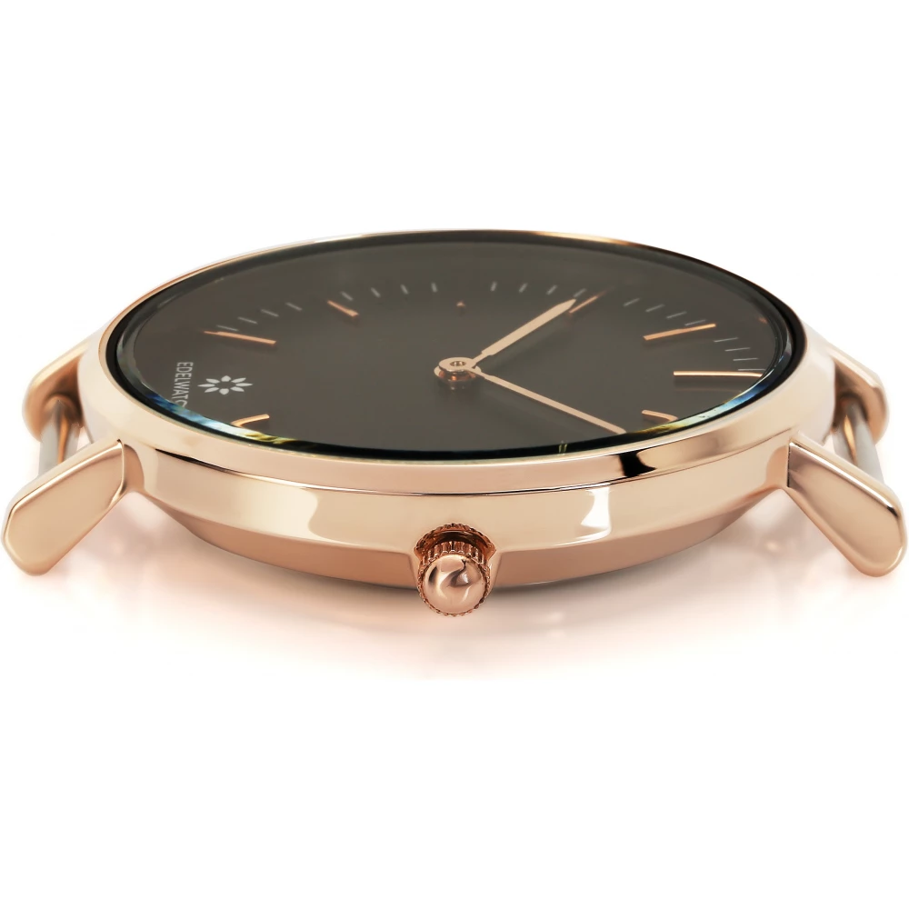 Montre Edelwatch 32 mm (Ladies) cadran doré fond noir (pile non incluse) - Bracelet blanc