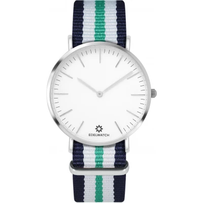 Edelwatch Uhr 41 mm (Men) Silver Zifferblatt Weiss (Batterie nicht enthalten) - Blau / Weiss / Grün