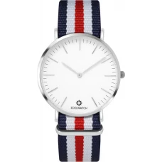Edelwatch Uhr 41 mm (Men) Silver Zifferblatt Weiss (Batterie nicht enthalten) - Dunkelblau / Weiss / Rot