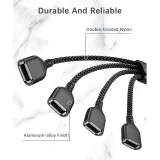 Multiprise USB-A vers 4x USB-A ports avec câble 30 cm hub charge multiple - Gris