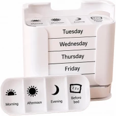 Organisateur de pilules hebdomadaire VANYARLIFE 7 jours organisateur portable matin/midi/soir - Blanc