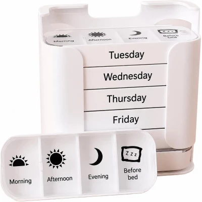 Organisateur de pilules hebdomadaire VANYARLIFE 7 jours organisateur portable matin/midi/soir - Blanc