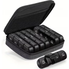 Pillen-Organizer für Reisen 7 Tage und 4 Einnahmen täglich tragbare Tablettenbox mit eleganter Tasche - Schwarz