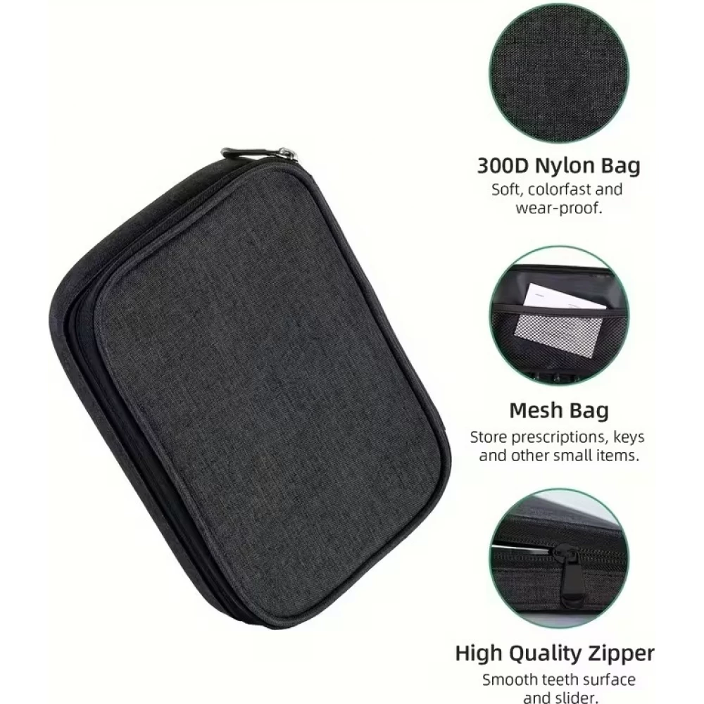 Pillen-Organizer für Reisen 7 Tage und 4 Einnahmen täglich tragbare Tablettenbox mit eleganter Tasche - Schwarz