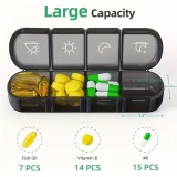 Pillen-Organizer für Reisen 7 Tage und 4 Einnahmen täglich tragbare Tablettenbox mit eleganter Tasche - Schwarz