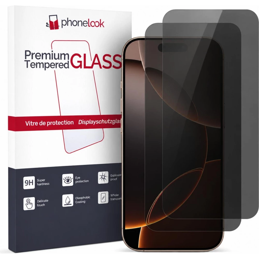 2er Set Panzer Glas Privacy Anti-Spy Tempered Glass mit Blickschutz - iPhone 16 Pro Max