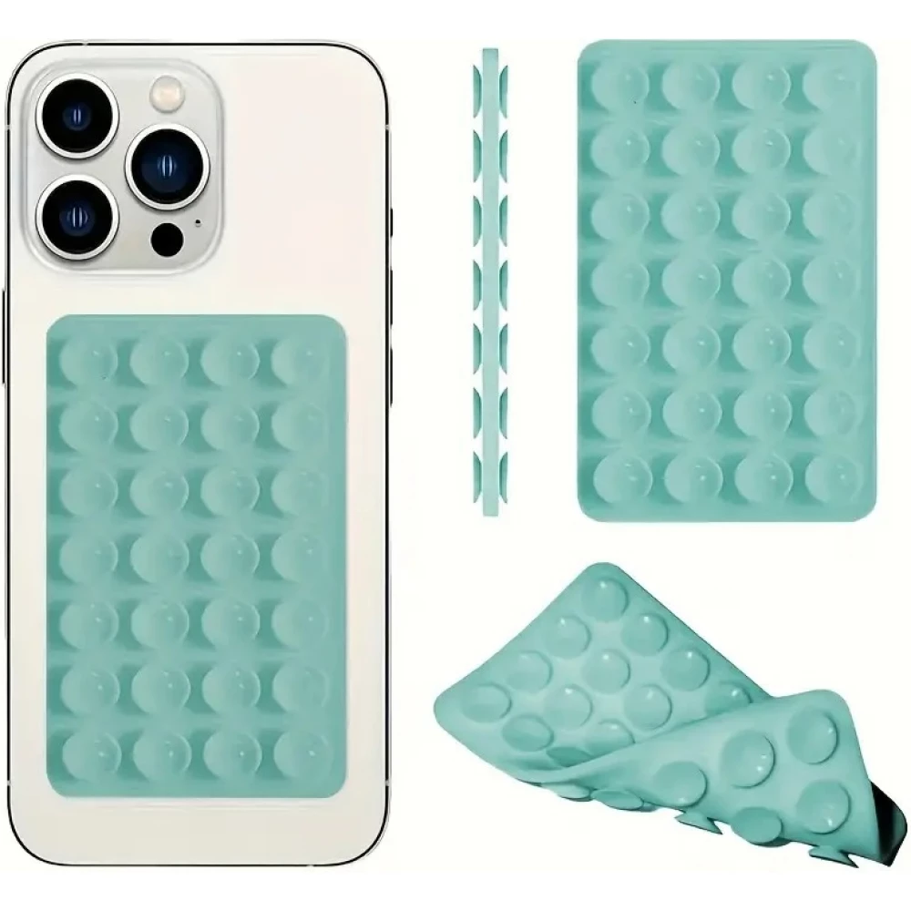 Patch en silicone support universel double c&ocirc;t&eacute; &agrave; ventouse pour t&eacute;l&eacute;phone forte adh&eacute;rence - Vert