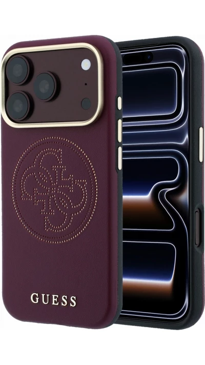 iPhone 18 Pro / 17 Pro Case H&uuml;lle - 4G Perforierte mit goldenem Logo und MagSafe - Burgundy