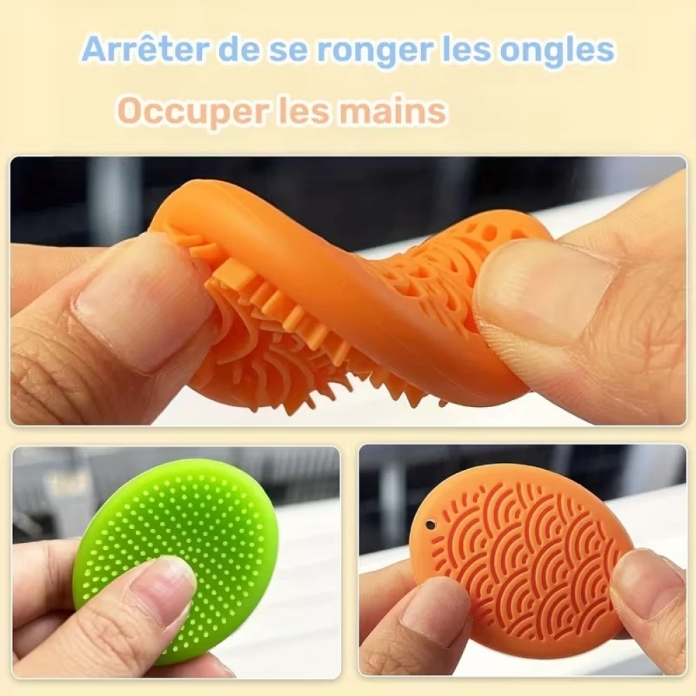 Pierres sensorielles anti-stress texturées multicolores en silicone durables gadgets de concentration pour adultes (Lot de 6) - Multicolore