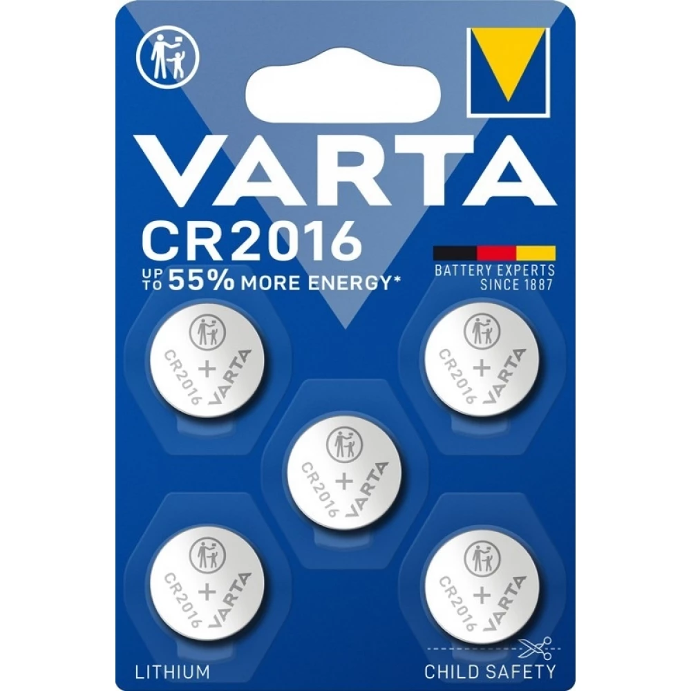 Varta Professional Electronics CR2016 (6016) Lithium-Knopfzellen 3 V (Blister mit 5 Batterien)