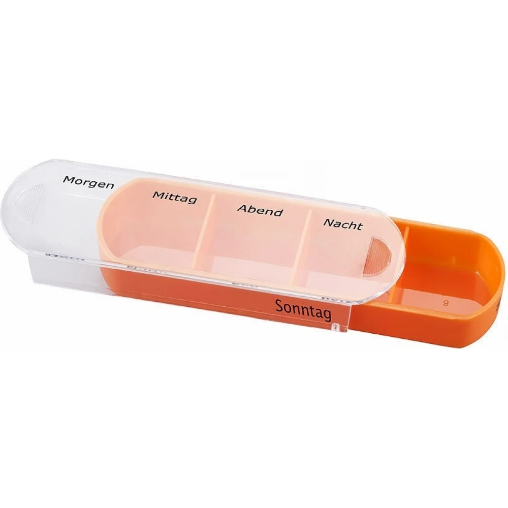 Pilulier semainier color&eacute; 7 jours avec 4 compartiments &eacute;tiquet&eacute;s par jour - Multicolore