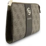 Pochette t&eacute;l&eacute;phone Guess 4G en simili cuir avec logo 4G rond et bande &agrave; logos classiques - Brun