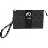 Pochette t&eacute;l&eacute;phone Guess 4G en simili cuir avec logo 4G rond et bande &agrave; logos classiques - Noir