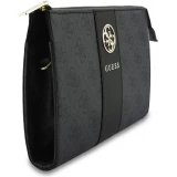 Pochette t&eacute;l&eacute;phone Guess 4G en simili cuir avec logo 4G rond et bande &agrave; logos classiques - Noir