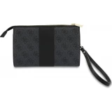 Pochette t&eacute;l&eacute;phone Guess 4G en simili cuir avec logo 4G rond et bande &agrave; logos classiques - Noir
