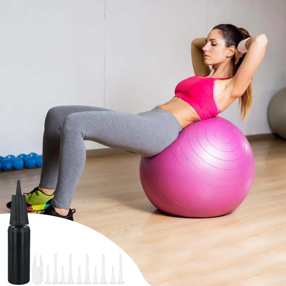 Pompe &agrave; ballons de fitness/yoga avec bouchons et outil pour enlever le bouchon - Noir