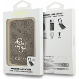 Guess 4G Metall Kartenetui MagSafe St&auml;nderfunktion mit Spiegel - Braun