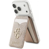 Porte-cartes Guess 4G en m&eacute;tal support MagSafe fonction stand avec miroir - Rose