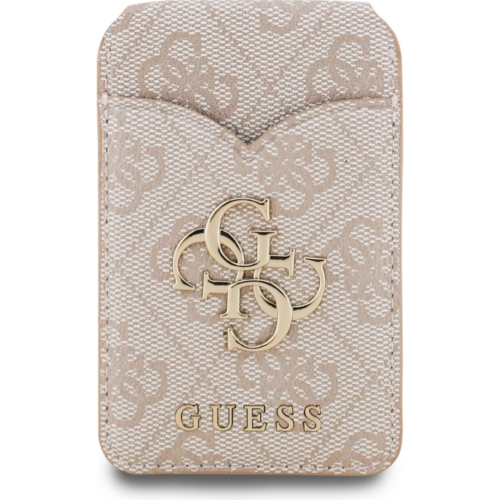 Porte-cartes Guess 4G en m&eacute;tal support MagSafe fonction stand avec miroir - Rose