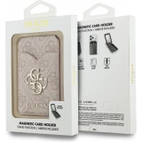 Porte-cartes Guess 4G en m&eacute;tal support MagSafe fonction stand avec miroir - Rose