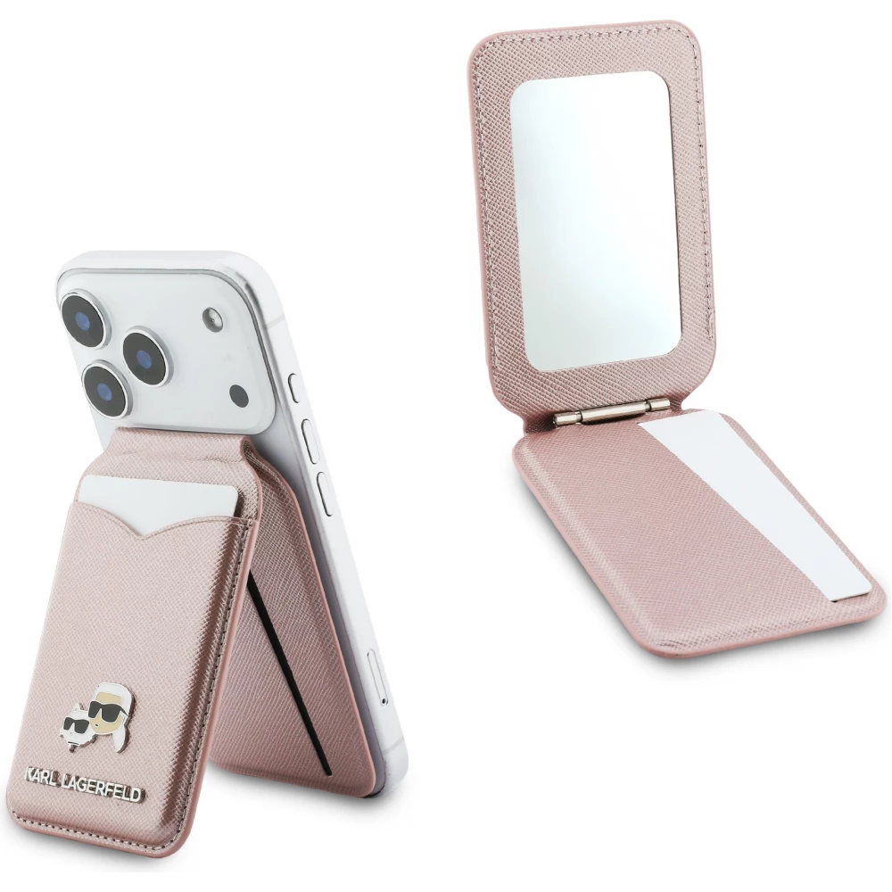 Porte-cartes  Karl Lagerfeld support avec miroir MagSafe &eacute;l&eacute;gant et pratique - Rose