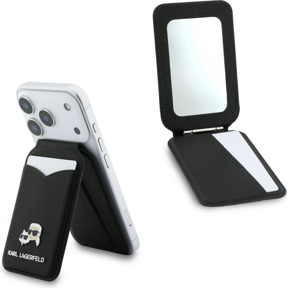 Porte-cartes  Karl Lagerfeld support avec miroir MagSafe &eacute;l&eacute;gant et pratique - Noir
