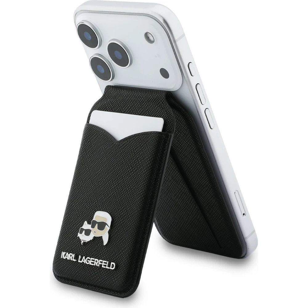 Porte-cartes  Karl Lagerfeld support avec miroir MagSafe &eacute;l&eacute;gant et pratique - Noir