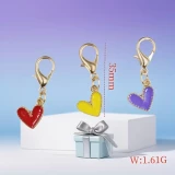 Porte-clés pendentif cœur rouge doré avec carte Thank You à personnaliser cadeau d'affaires élégant - Or