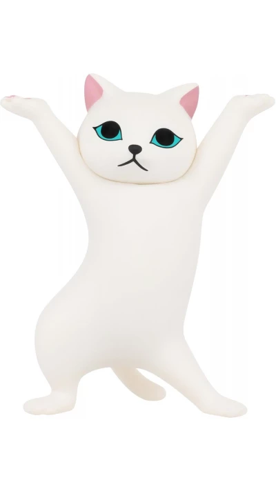 Porte-stylos en forme de chat organisateur de bureau original cadeau mignon pour fournitures scolaires et bureau - Blanc