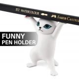 Katzen Stiftehalter origineller Schreibtisch Organizer niedliches Geschenk für Büro Schule & Schreibwaren - Weiss