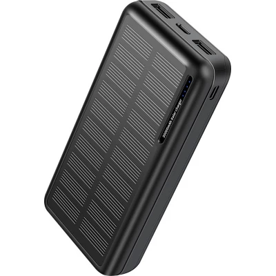 Solar Power Bank Outdoor 30000mAh Dual USB LED Hochkapazität - Schwarz