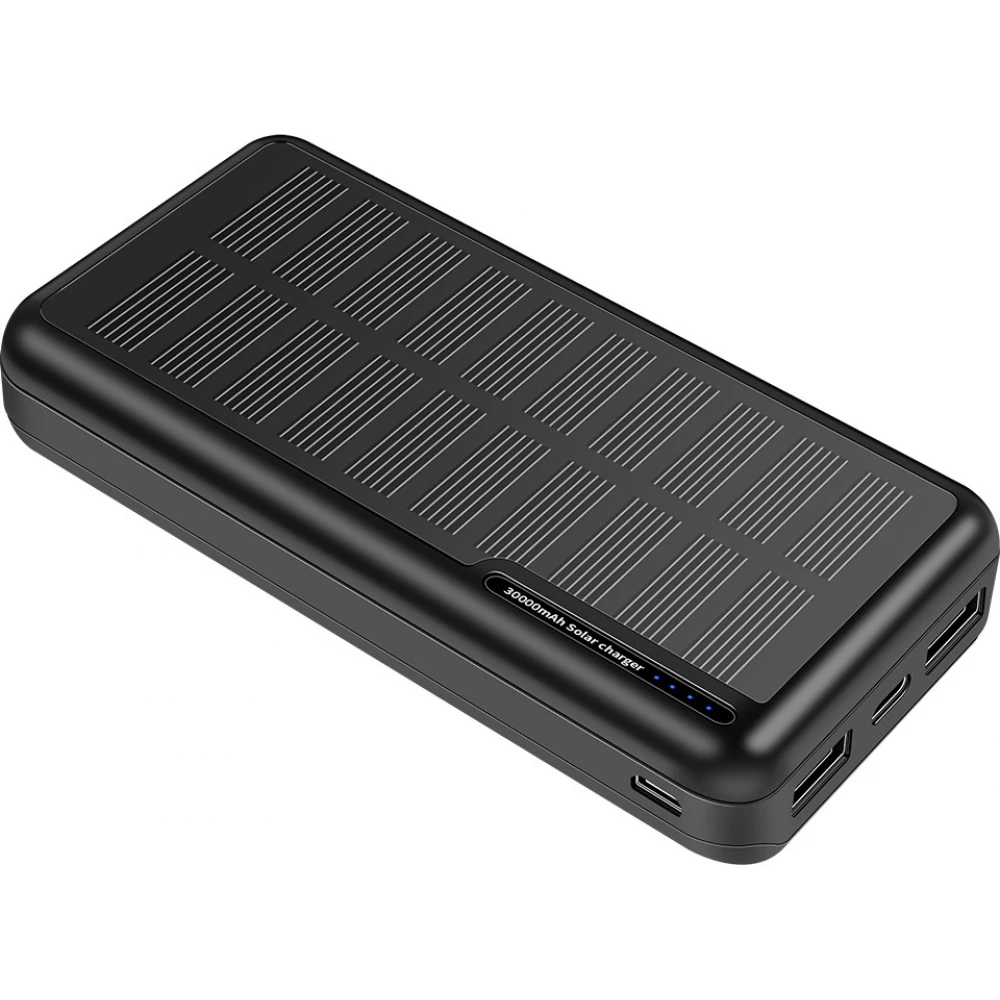 Power Bank Outdoor solaire 30000mAh double USB LED haute capacité - Noir