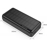 Power Bank Outdoor solaire 30000mAh double USB LED haute capacité - Noir