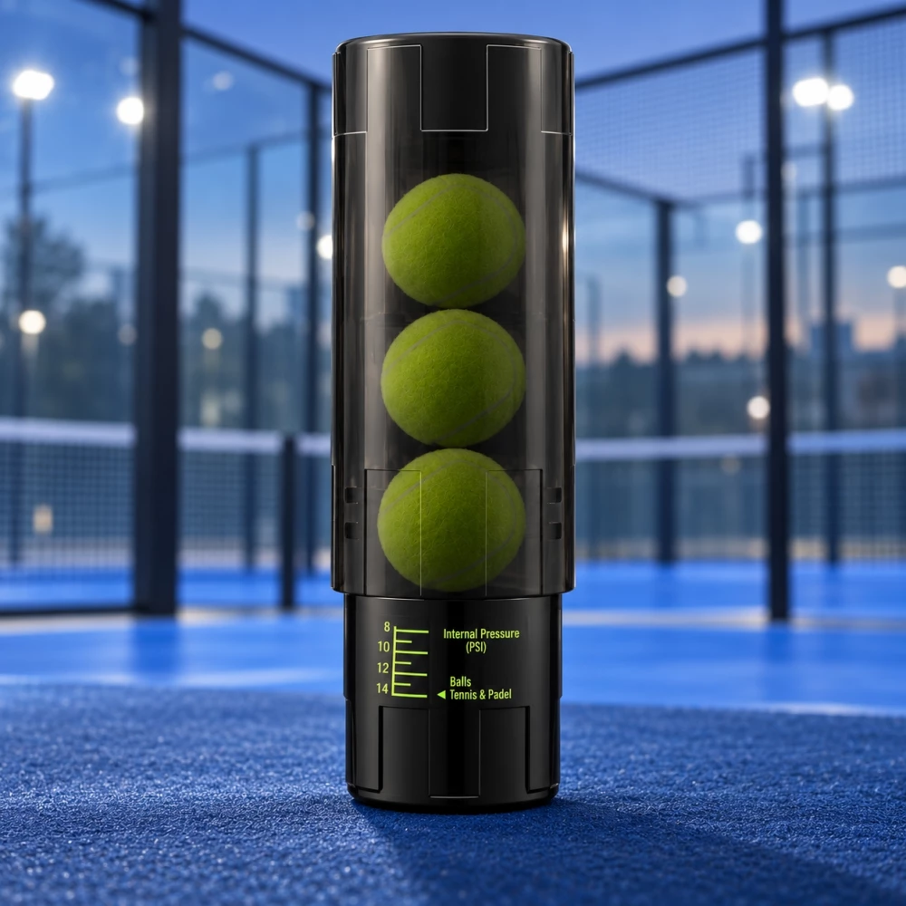 Pressuriseur de balles de padel étanche anti fuite pour conserver la pression des balles - Noir