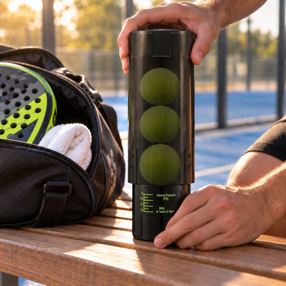 Pressuriseur de balles de padel étanche anti fuite pour conserver la pression des balles - Noir