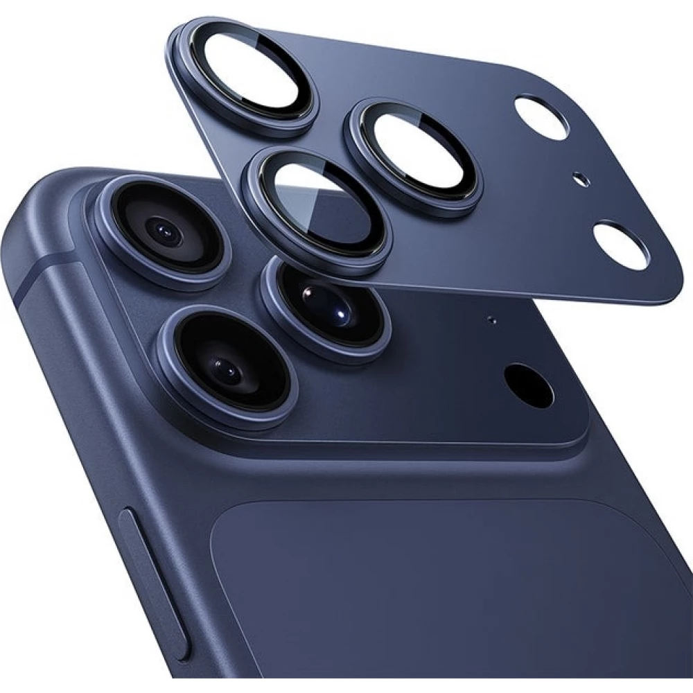 Ultraresistente vollständige Glas-Schutzabdeckung für Kamera mit Stoßschutz - Blau - iPhone 17 Pro Max