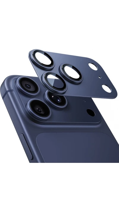 Protection caméra antichoc en verre trempé couverture intégrale ultra résistante - Bleu - iPhone 17 Pro Max