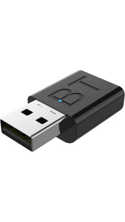 R&eacute;cepteur &eacute;metteur Bluetooth sans fil 5.0 USB-A avec extension jack 3.5mm pour PC et voiture - Noir