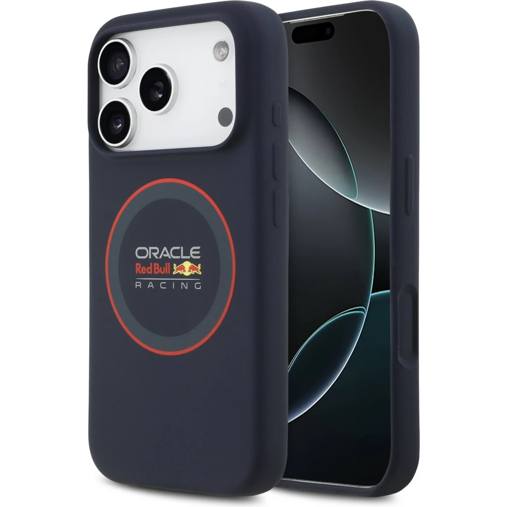 Coque iPhone 17 Pro - Red Bull Racing MagSafe en silicone avec anneau rouge - Bleu