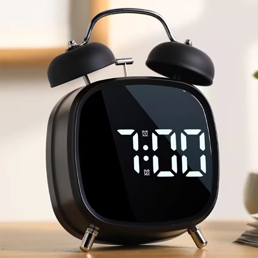 Réveil numérique LED GH8032 sonore multifonction affichage électronique horloge de table - Noir