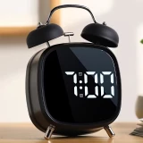 Réveil numérique LED GH8032 sonore multifonction affichage électronique horloge de table - Noir