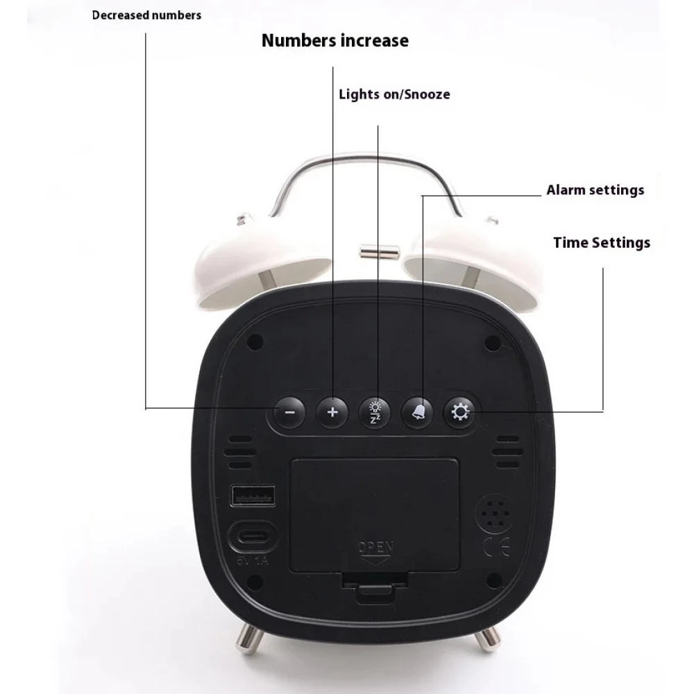 Réveil numérique LED GH8032 sonore multifonction affichage électronique horloge de table - Noir