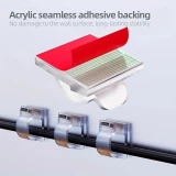 Set 50 clips adh&eacute;sifs passe-c&acirc;bles en plastique avec autocollant fixations murales am&eacute;lior&eacute;es pour gestion de c&acirc;bles - Transparent