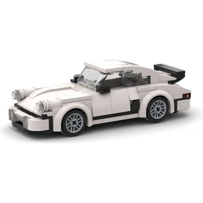 DIY Rennwagen Baukasten Klemmbausteine Set mit kleinen Bausteinen kreatives Puzzle Auto Modellbausatz (196 Teile) - Weiss