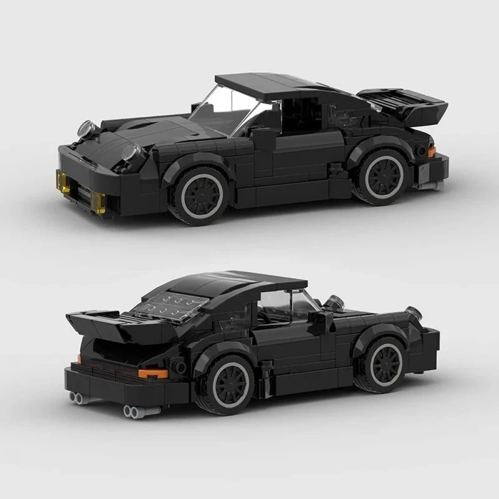 Set de construction voiture Porche 911 Turbo DIY blocs de construction miniatures puzzle créatif modèle de voiture en petites briques (359 pièces) - Noir