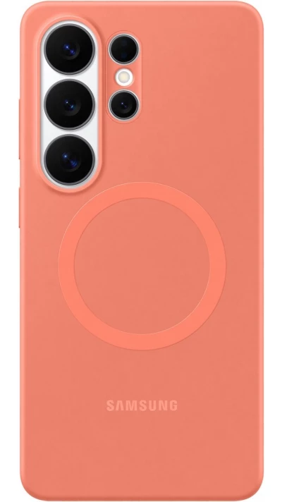 Coque Samsung Galaxy S26 Ultra - Silicone Magnet Case protection l&eacute;g&egrave;re et durable - Coral Red